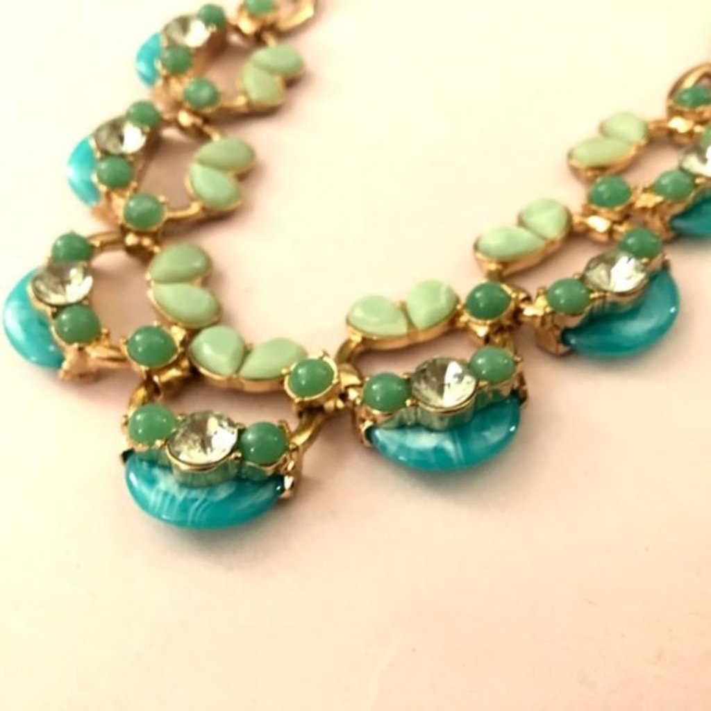 Lee By Lee Angel 12kt Gp ModContemporary Soleil Gold Green Turquoise Necklace 26$
